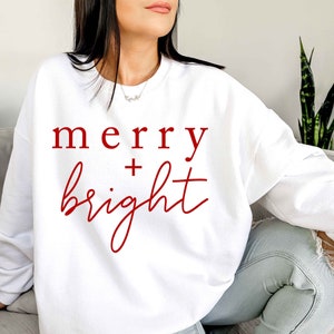 Felpa allegra e luminosa Felpa girocollo natalizia Maglione festivo Felpa alla moda Maglione allegro Camicia natalizia carino Vestito natalizio