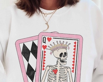 Queen of Hearts Sweatshirt Heart Sweatshirt Spooky Valentines Sweatshirt Valentines Day Sweatshirt Valentines Sweatshirt Retro Sweatshirt