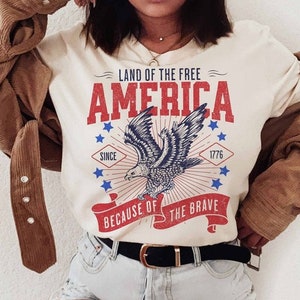 Amerika Shirt Land des freien Shirts Retro USA Shirt Party in den USA Unabhängigkeitstag Vintage USA Shirt Retro USA Merica Shirt Preppy Shirt