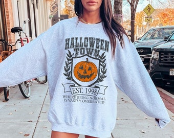 不気味なスウェットシャツ ハッピーフォール ヤール ハロウィン セーター 不気味な季節のスウェットシャツ ハロウィン クルーネック 秋スウェットシャツ 秋だよ ヤール パンプキンパッチ