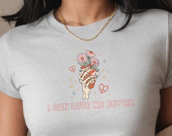 I can love Me Better Baby Tee Heart Baby Tee Vintage Graphic Baby Tee Coquette Top 90s Top Baby tee y2k Summer Baby Tee Aesthetic Top Lover