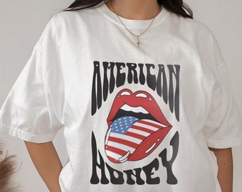 American Honey Shirt Fourth Of July Shirt Patriot Shirt Merica Shirt Honey Shirt USA Retro Shirt USA Flag Shirt