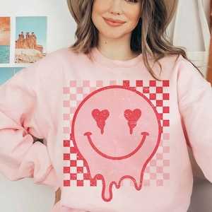 Damen-Valentinstag-Sweatshirt, Damen-Valentinstag-Shirt, Valentinstag-Geschenke für sie, Valentinstag-Shirt, Valentinstag-Pullover, Herz-Sweatshirt