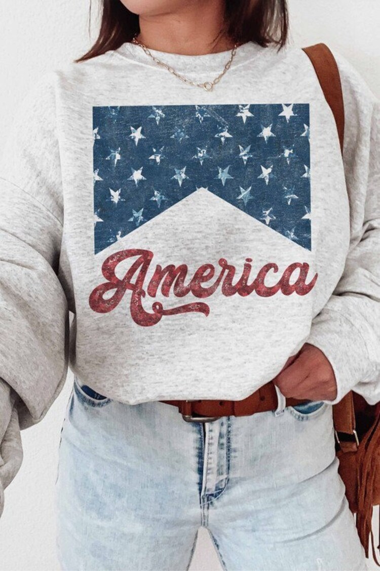 Felpa America Felpa occidentale Felpa Merica Felpa con bandiera americana Camicia del 4 luglio Camicia USA retrò Felpa del 4 luglio