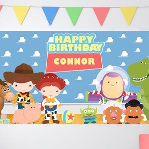 Pastel Toy Story Birthday, Toy Story Birthday Banner, Custom Toy Story Backdrop, Kids Birthday Decor, Custom Birthday Backdrop