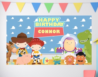 Pastel Toy Story Birthday, Toy Story Birthday Banner, Custom Toy Story Backdrop, Kids Birthday Decor, Custom Birthday Backdrop