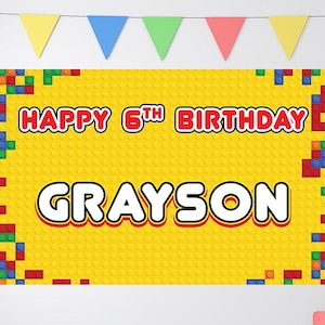 Building Block Birthday, Building Blocks Birthday Banner, Custom Building Blocks Backdrop, Building Bricks birthday, Kids Birthday Decor