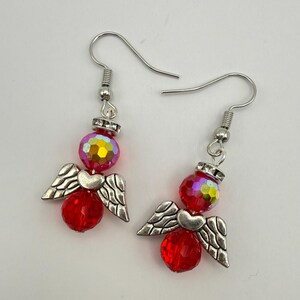 Pendientes de cuentas de cristal AB rojo ángel imagen 1