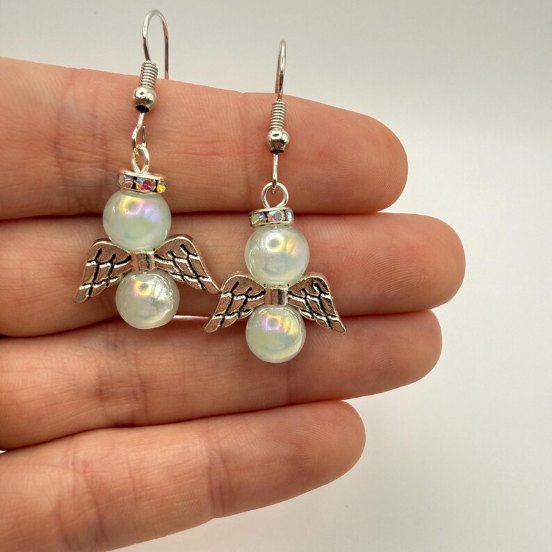 Angel Blue Pearlescent AB Crystal Glass Bead Earrings image 4