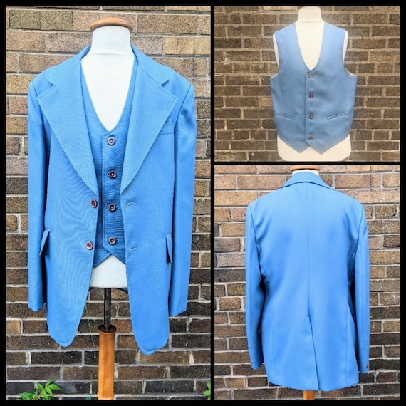 Retro Menswear Blue Jacket and Waistecoat - image 5