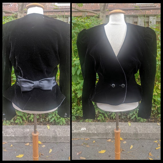 Velvet Mutton Sleeve 80s Blazer