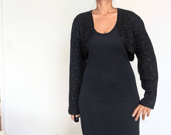 Bob Mackie Black Beaded Bolero Jacket 