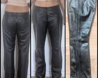 Lace-up Flared Leather Pants