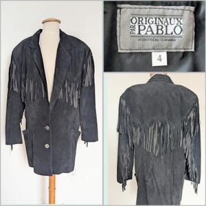 Big Shoulder Vintage Fringe Suede Jacket