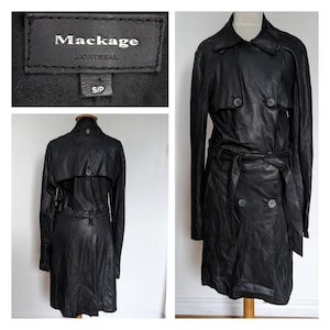 Mackage Black Leather Trench