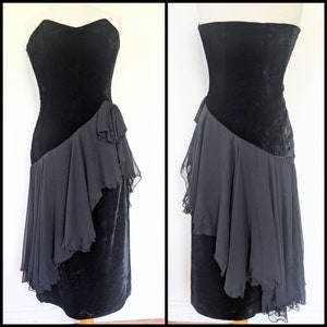 80s Black Velvet Cocktail Dress