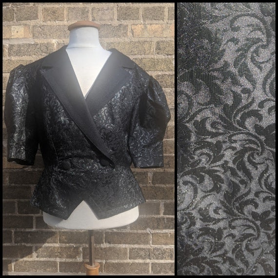 80s Brocade Mutton Sleeve Jacket Michelle Monet
