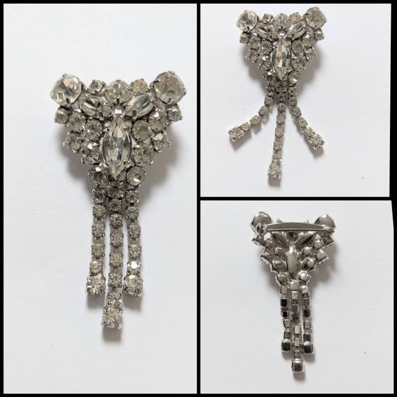 Rhinestone Tassel Triangle Brooch for Men - Gem