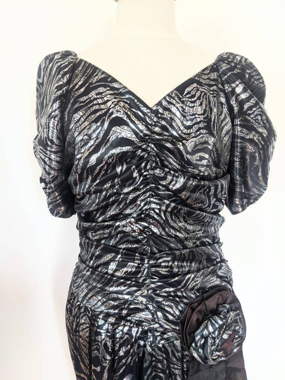 80s Zebra Ruched Dress - image 6