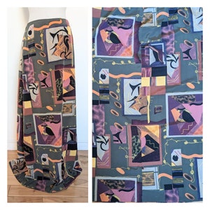 90s Long Art Print Skirt