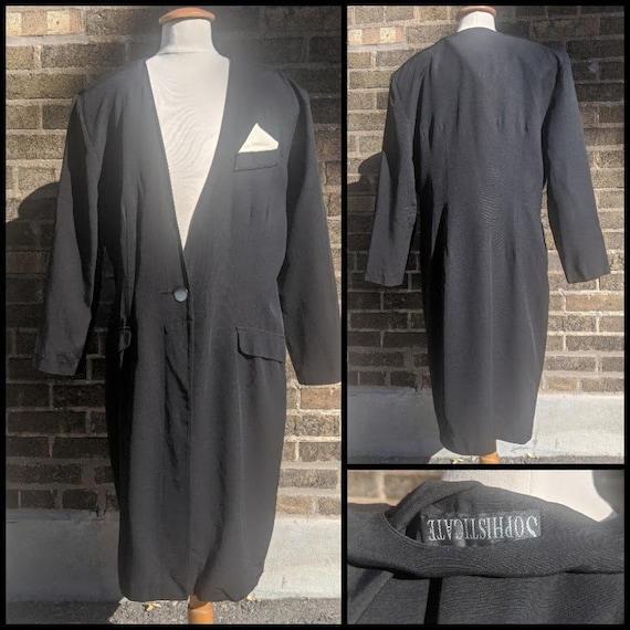 80s Black Blazer Dress Sophisticate