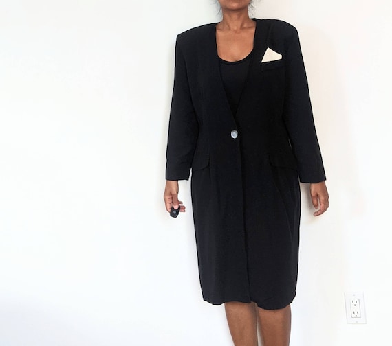 80s Black Blazer Dress Sophisticate - image 4