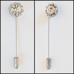 Rhinestone Flower Style Stick Pin Brooch for Men