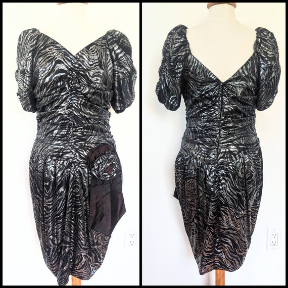 80s Zebra Ruched Dress - image 2