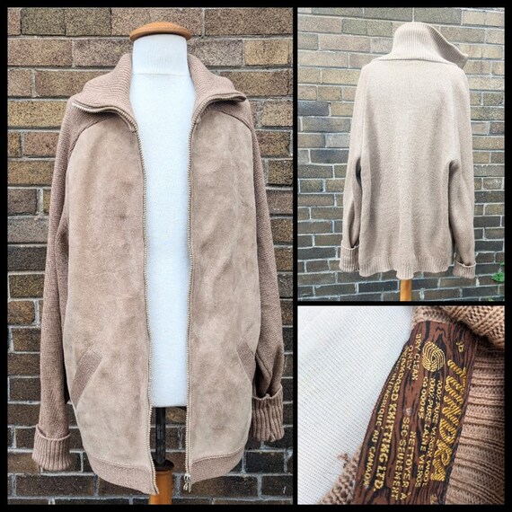 Tundra Wool and Suede Full Zip Sweater