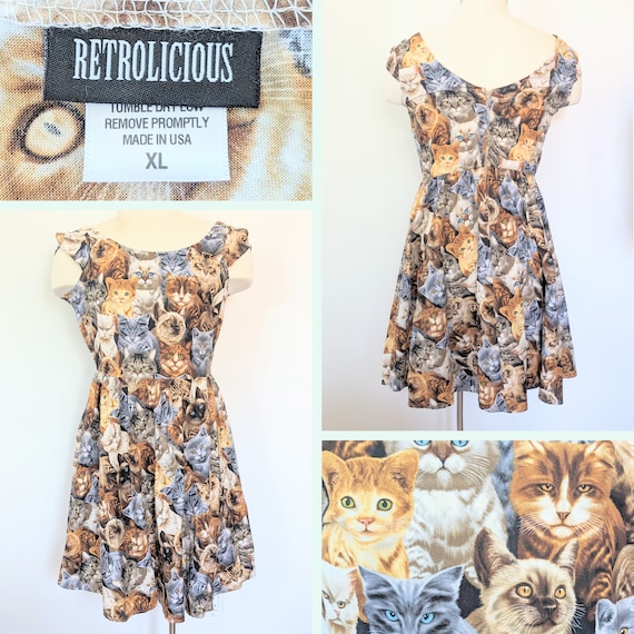 Retrolicious Cat Print Dress