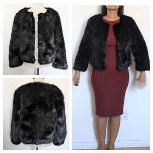 Manteau de fourrure amusant noir | Manteau de fourrure Festival | Veste de soirée