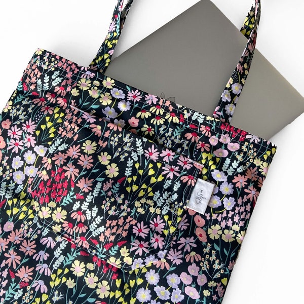 Handmade Multi Floral Pocket Detail Tote Bag