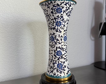 Large Blue and White Chinese Cloisonne Vase｜Eclectic Style Home Decor