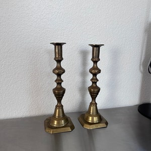 Pair of Vintage Brass Candlestick Holders | Matching Set of 2