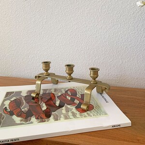 Vintage Midcentury Modern Solid Brass Triple Candles Holder