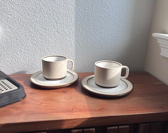 Unused | Vintage Hand Crafted ARITA GENESIS BEIGE 5245 Pottery Cup and Saucer | Hand Made in Japan | Espressos Cup