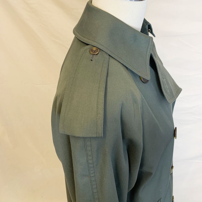 Made in Canada Vintage 80s Aquascutum London Classic Double Breasted Military Khaki Trench Coat