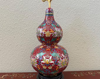 Large Red Chinese Cloisonne Gourd｜Eclectic Style Home Decor