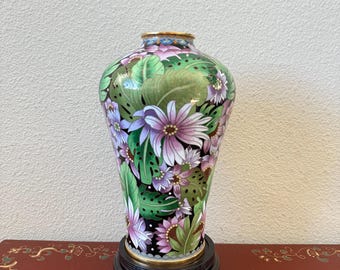 Large Black and Green Eclectic Chinese Cloisonne Vase｜Eclectic Style Home Decor