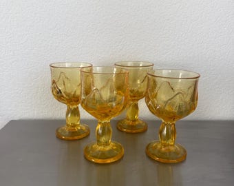 Vintage Tiffin Franciscan Cabaret Cornsilk Yellow Water Goblet Glasses | Set of 4