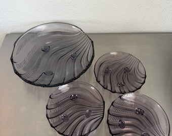 Vintage Purple Glass Footed Sherbet Dishes Set of 4