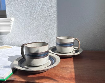 Unused | Vintage Hand Crafted OTAGIRI Horizon Pottery Cup and Saucer | Hand Made in Japan | Espressos Cup | Set of 2