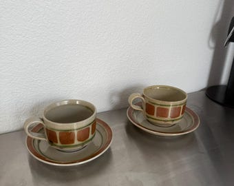 Vintage Hand-Made Iron Mountain Stoneware Cup and Saucer | Espressos Cup | Mid-Century Modern Tea Cup