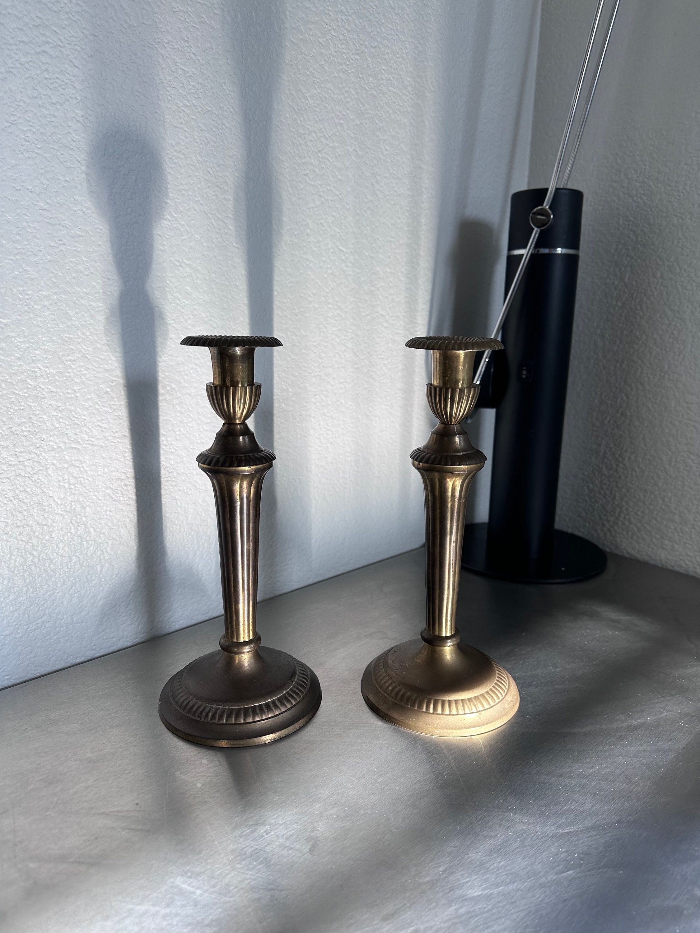 Pair of Vintage Brass Candlestick Holders | Matching Set of 2