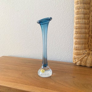 Vintage Blue Swedish Art Glass Vase | Controlled Bubble Glass Vase