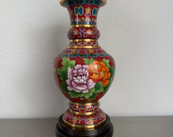 Large Red Chinese Cloisonne Vase｜Eclectic Style Home Decor