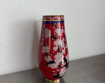 Vintage Floral Motif Chinese Cloisonné Vase｜Eclectic Style Home Decor