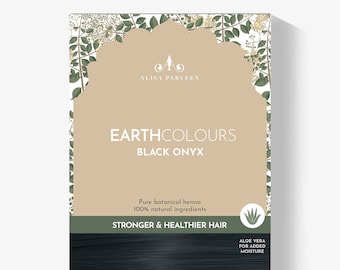 Organic Black Hair Colour | EARTHCOLOUR BLACKONYX - Botanical Henna Hair Dye | No PPD