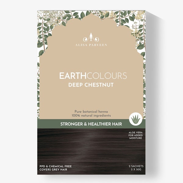 Deep Chestnut Organic Henna Hair Colour | EARTHCOLOUR DEEP CHESTNUT - Natural Plant Based Vegan Hair Dye | No Ppd