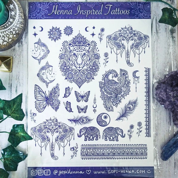 Хна Вдохновленная животным принтом Временные татуировки Листы для татуировок